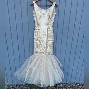Vintage 80’s Gold and White Mermaid Dress